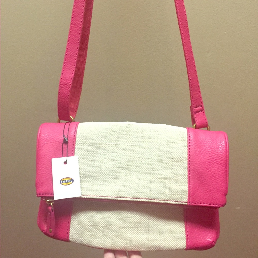 NWT Fossil Kira Bright Pink Crossbody Bag